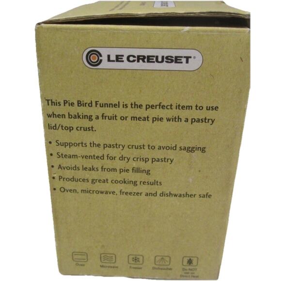 LE CREUSET BAKING PIE BIRD Funnel Marseille Black BRAND NEW In BOX - Picture 8 of 8